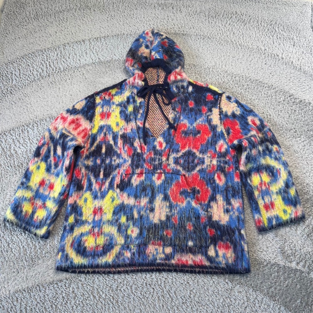 Anthropologie Tunic Hoodie Sweater‎ XXS XS Space Dye Wool Pocket Pullover Knit